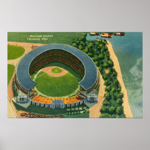 Póster Vista aérea de StadiumCleveland municipal, OH