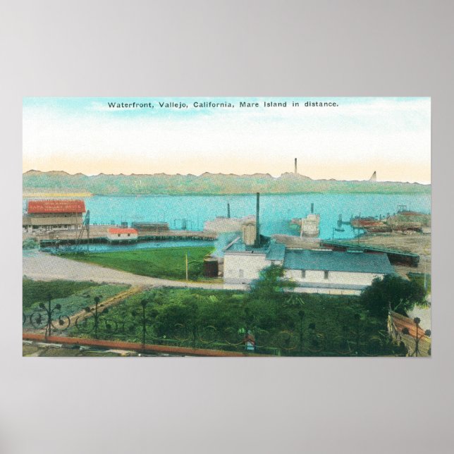 Póster Vista aérea de Vallejo Waterfront e Mare Islan (Frente)