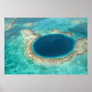 Póster Vista aérea do Blue Hole, veleiro ancorado
