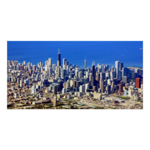 Póster Vista aérea do centro de Chicago com lago