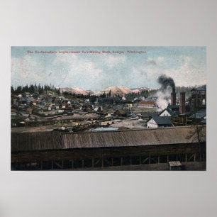 Póster Vista aérea do eixo & da cidade de mineração