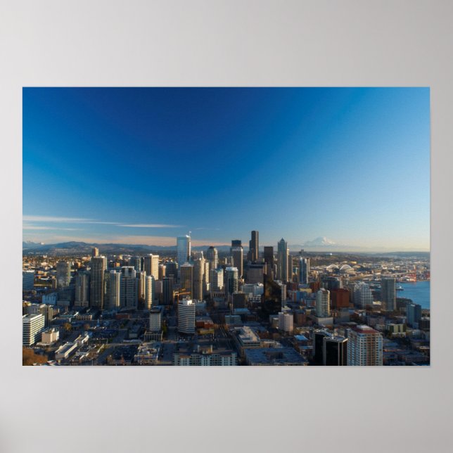 Póster Vista aérea do horizonte urbano de Seattle (Frente)
