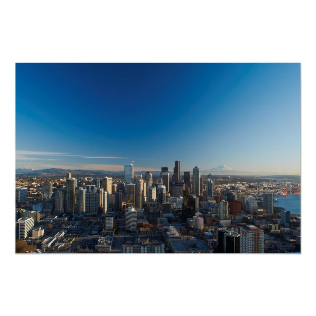 Póster Vista aérea do horizonte urbano de Seattle (Frente)
