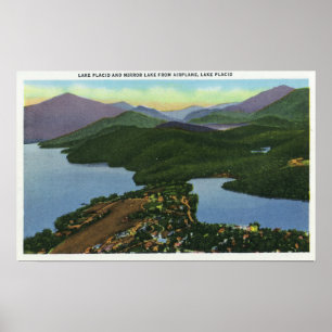 Poster Vista aérea do Lake Placid & do lago mirror