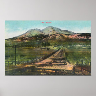 Póster Vista aérea do vale e do Mt. Shasta