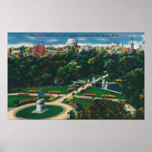 Póster Vista aérea dos jardins públicos, Beacon Hill