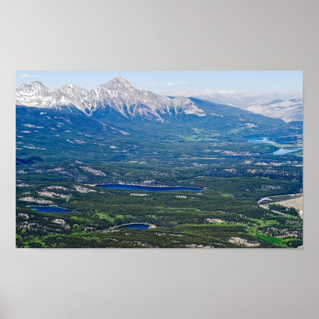 Poster Vista aérea dos lagos de Jasper - Canadá (Frente)