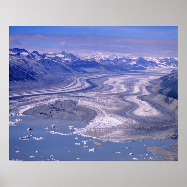 Póster Vista aérea Lowell Glacier, Nacional de Kluane (Frente)