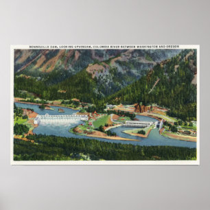 Poster Vista aérea que olha a montante do Bonneville
