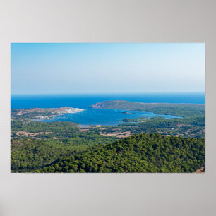Poster Vista aérea sobre Menorca do cume de Monte Toro