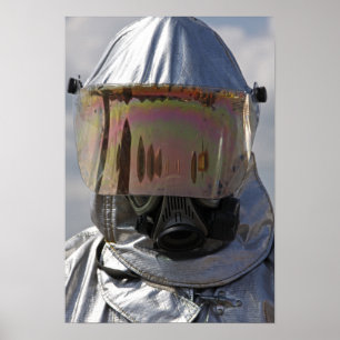 Póster Vista aproximada de um bombeiro