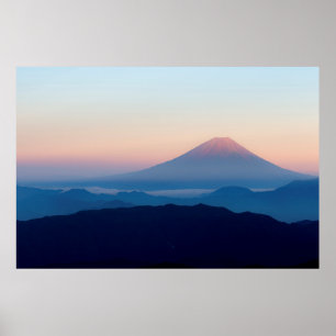 Póster Vista bonita Monte Fuji, Japão, nascer do sol