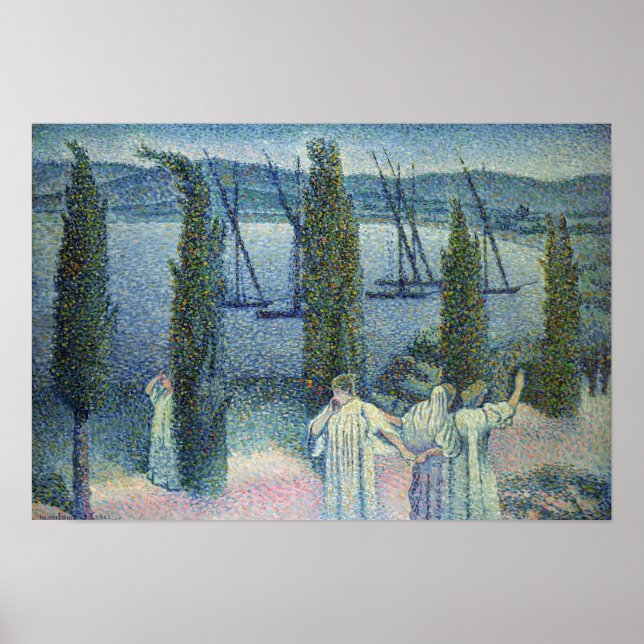 Poster Vista Costeira com Cypress Trees, 1896 (Frente)