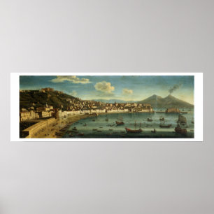 Póster Vista da baía de Nápoles da baía de Chiaia (