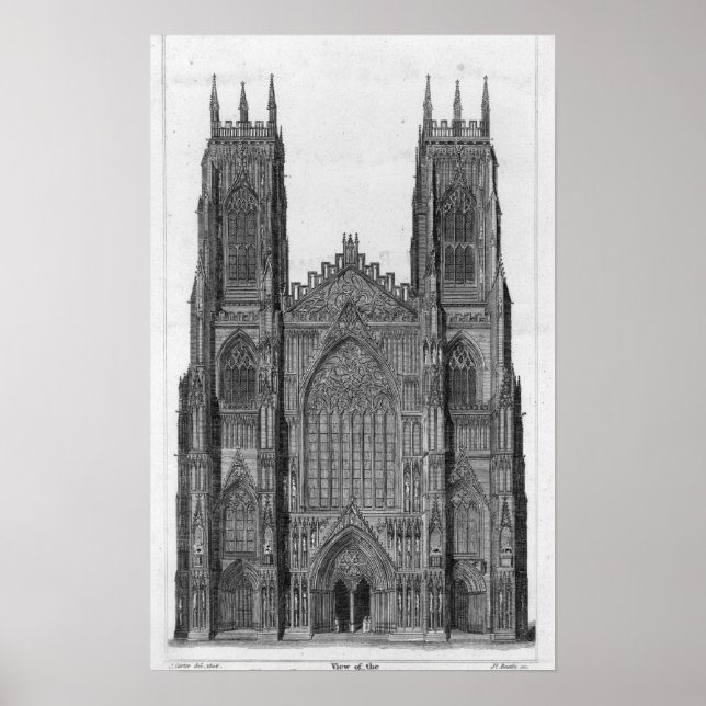 Póster Vista da Catedral da Frente Ocidental de York (Frente)