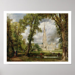 Póster Vista da catedral de Salisbúria de Grou do Bishop