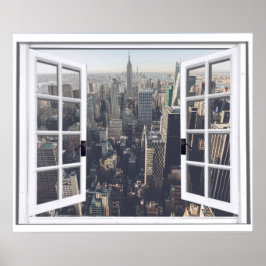 Poster Vista da Cidade de Nova York Janela Falsa