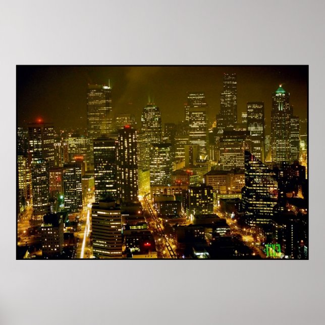Póster Vista da cidade de Seattle (Frente)