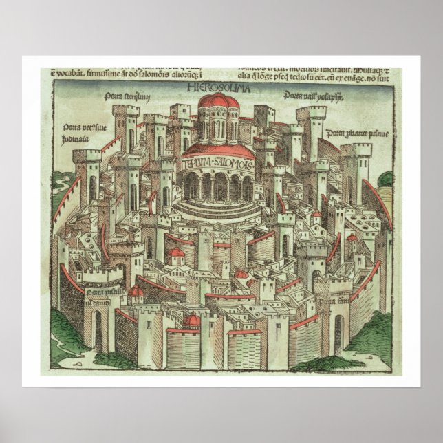 Póster Vista da cidade murada de Jerusalém mostrando o T (Frente)