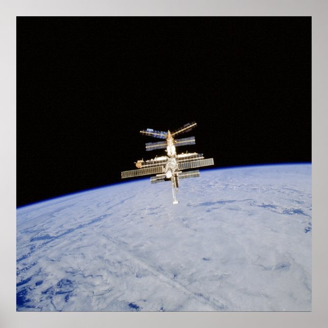 Póster Vista da Estação Espacial de Mir do Shuttle Atlant (Frente)