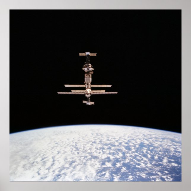 Póster Vista da Estação Espacial Mir a partir da Descober (Frente)