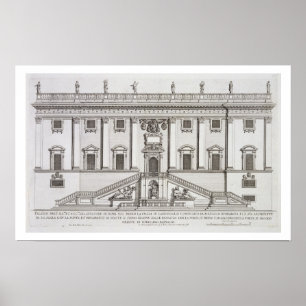 Póster Vista da fachada de Palazzo Senatorio na praça