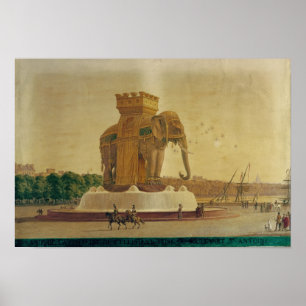 Póster Vista da fonte do elefante