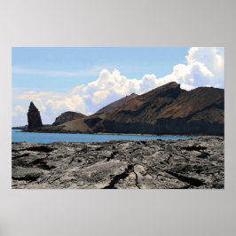 Póster Vista da Ilha Bartolome nas Ilhas Galápagos