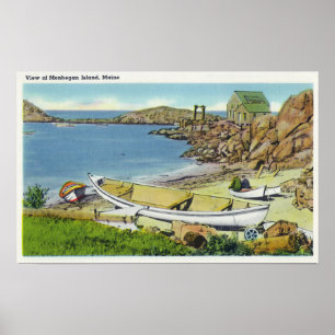 Póster Vista da ilha de Monhegan, cena da praia