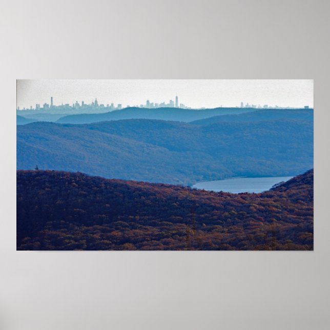 Poster Vista da linha do horizonte NYC do Monte Beacon,NY (Frente)