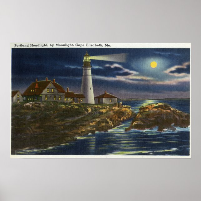 Poster Vista da Luz do Farol da Cabeça de Portland (Frente)