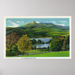 Poster Vista da montagem Chocorua e do lago