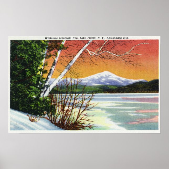 Poster Vista da Montanha Whiteface do lago em (Frente)