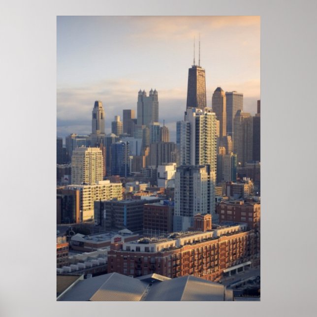 Póster Vista da paisagem urbana com luz fantástica (Frente)