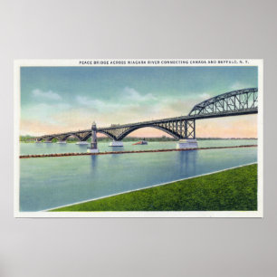 Póster Vista da ponte da paz sobre o Rio Niágara