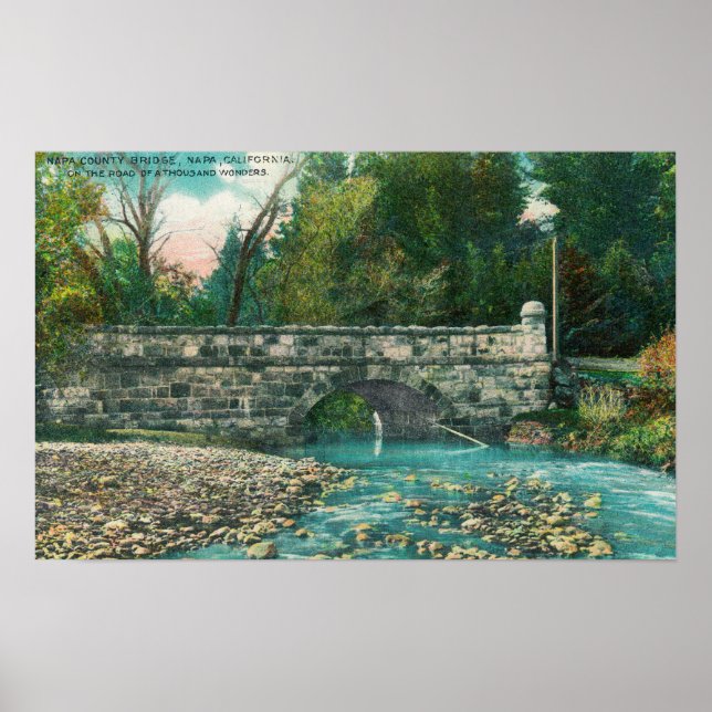 Póster Vista da Ponte do Condado de Napa, CA (Frente)