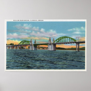 Póster Vista da ponte do rio de Siuslaw