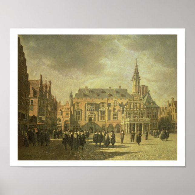 Póster Vista da Prefeitura na Praça de Mercado de Haar (Frente)