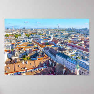 Poster Vista da Rua. Torre Catedral de Stephen, Viena