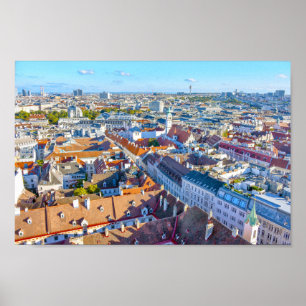 Poster Vista da Rua. Torre Catedral de Stephen, Viena