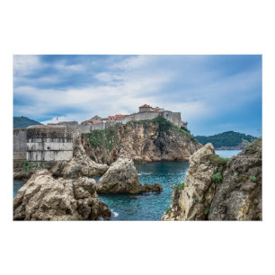 Póster Vista das paredes de Dubrovnik do mar