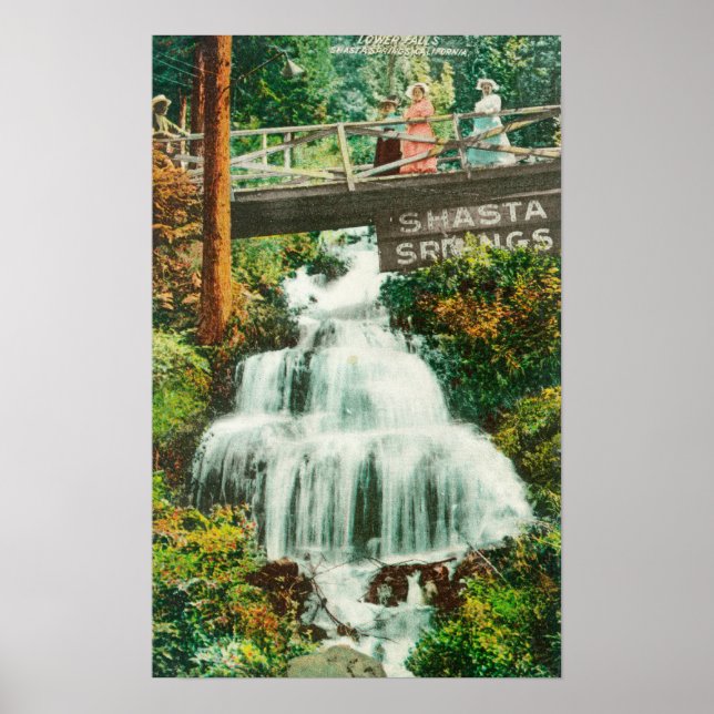 Póster Vista das Primaveras do Lower FallsShasta, CA (Frente)