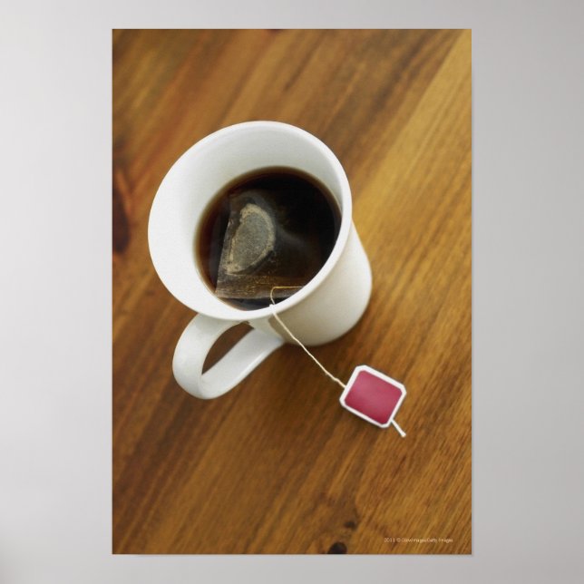 Póster Vista de alto ângulo de uma xícara de chá (Frente)