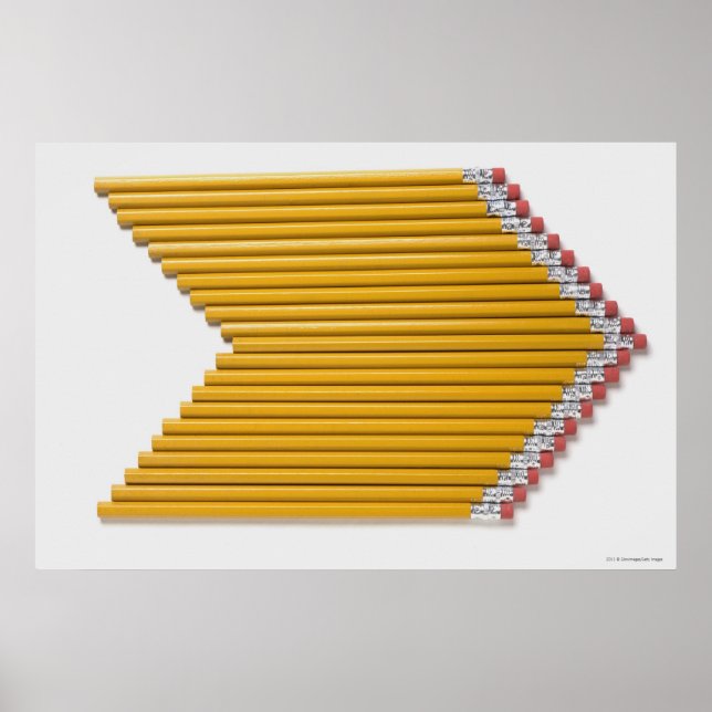 Poster Vista de alto ângulo dos lápis em linha (Frente)