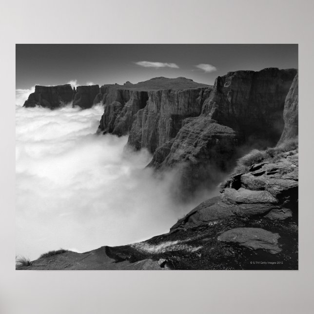 Poster Vista de alto ângulo em preto e branco (Frente)