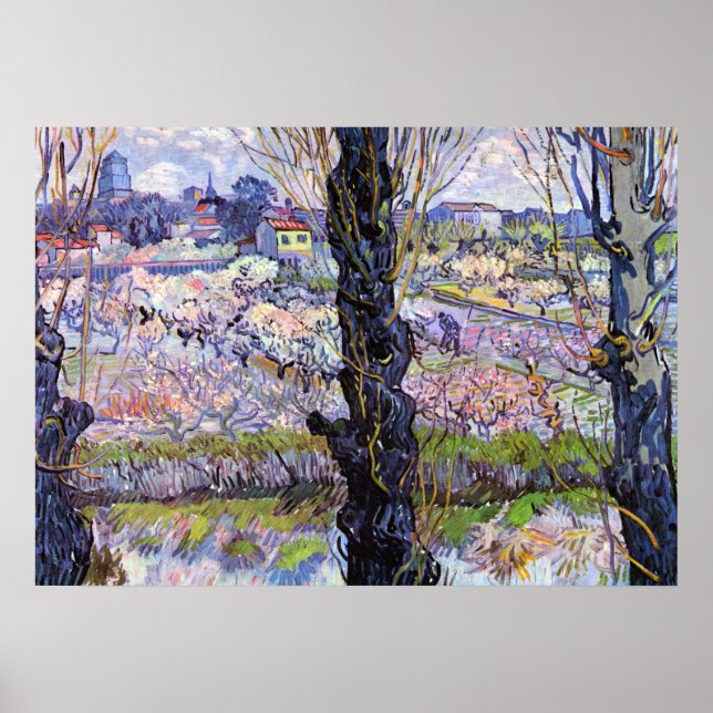 Poster Vista de Arles, Pomar em Flor (Frente)