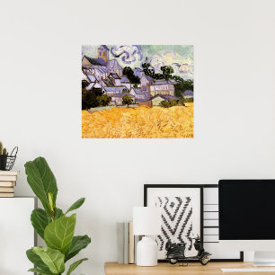 Póster Vista de Auvers com Igreja por Vincent van Gogh