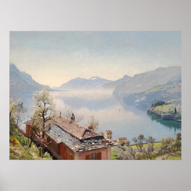 Poster Vista de Bellagio sobre o lago Como - 1920 | Vinta (Frente)