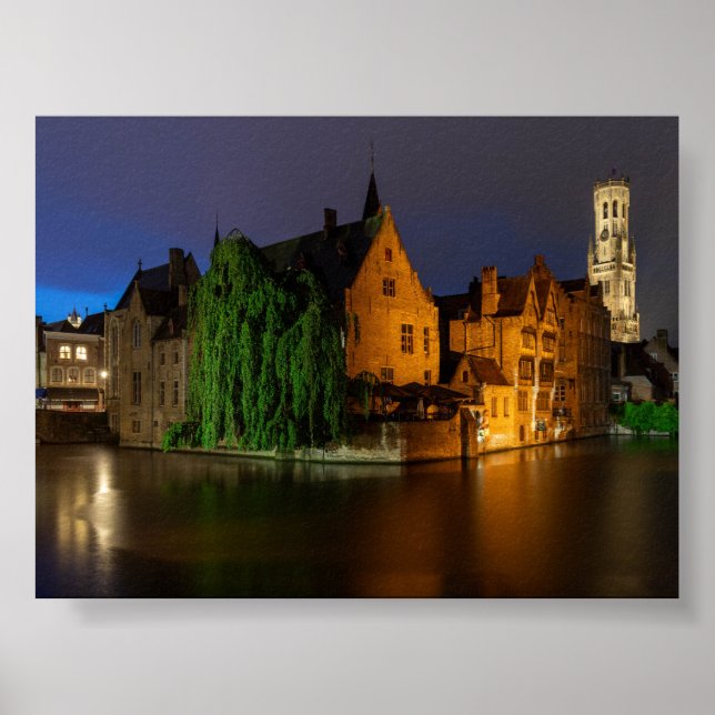 Poster Vista de Bruges à noite (Frente)