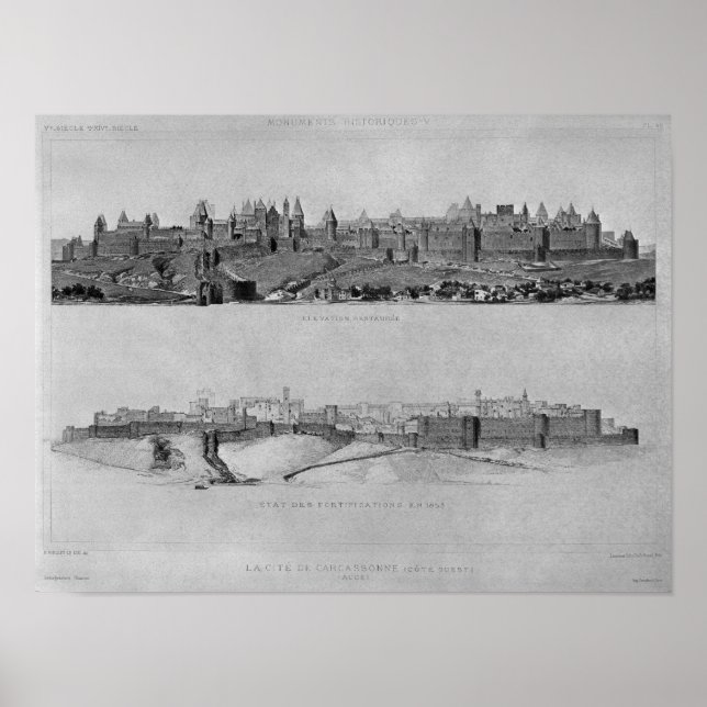 Póster Vista de Carcassonne do lado oeste (Frente)